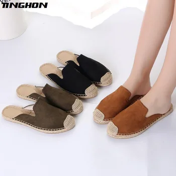 

TINGHON NEW Fashion Simple Style Ethnic Casual Espadrilles Flat New Women Spring Slip on Fishermen Hemp Rope Shoes