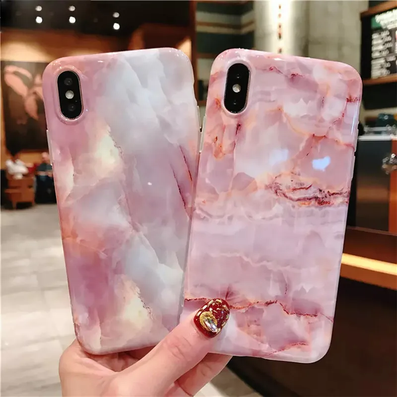 

Pink Marble Silicon Phone Case For iPhone 7 8 Plus XS Max XR Full Protective Cases For iPhone X 8 7 6 6S Plus Soft TPU Cover