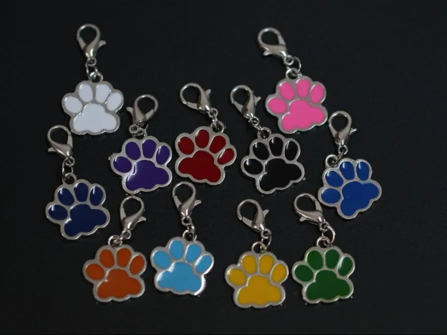 

New Fashion Silver Cat Dog Paw Print Clip Dangle Charm For Bracelet/Keyring/Pendant/Bag, Choose Colour