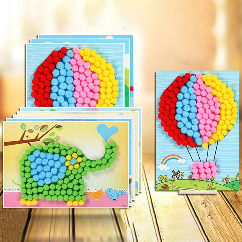 8 шт. Детские Diy хлопковые наклейки/детский картонный, мультипликационный с разноцветными маленькими шариками