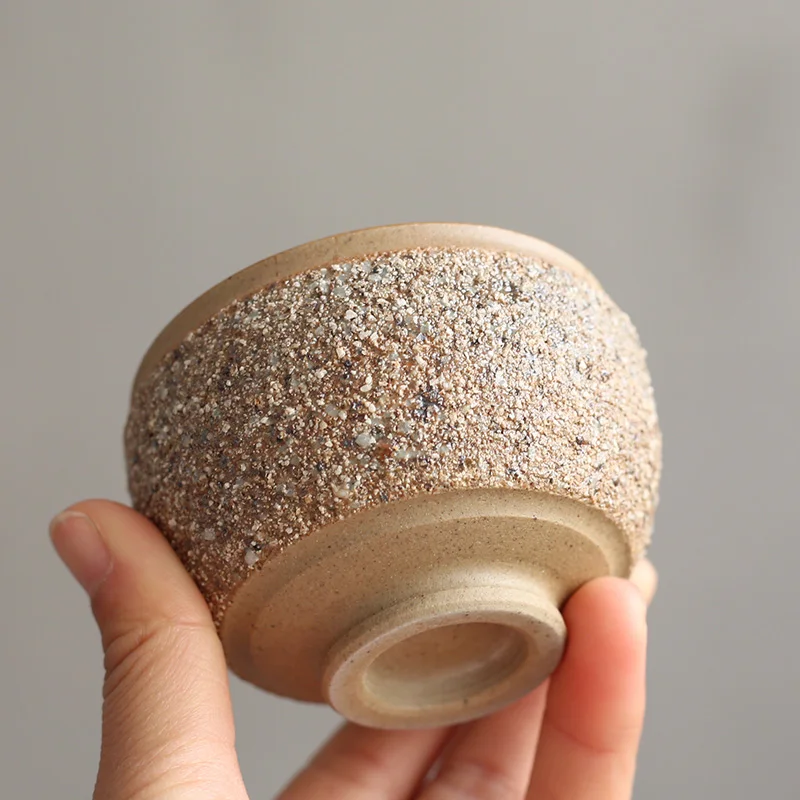 Japanese Style Crude Pottery Master Cup Hand Made Ceramic Tea Bowl Retro Heat Resistant Teacups Natural Ore