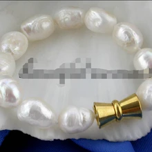 Z1729 " 16 мм барокко белый FW Жемчужное браслет магнит благородный стиль Природный тонкой jewe Быстрая
