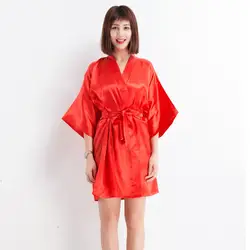 Новое поступление красный Для женщин Silk район Мини халат платье кимоно юката Ванна платье пикантные ночнушки, ночное белье, пижамы размеры