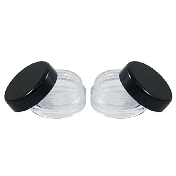 200 шт X 2 г 3 г 5 г 10 г 15 г 20 г прозрачные банки для образцов контейнер с черными крышками для макияжа крем для лица для хранения бальзамов для губ