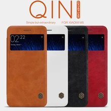 Original Nillkin Qin Series Cell Phone Leather Cases for Xiaomi M5 Mi5 Luxury Fashion Smart Window View Flip Case
