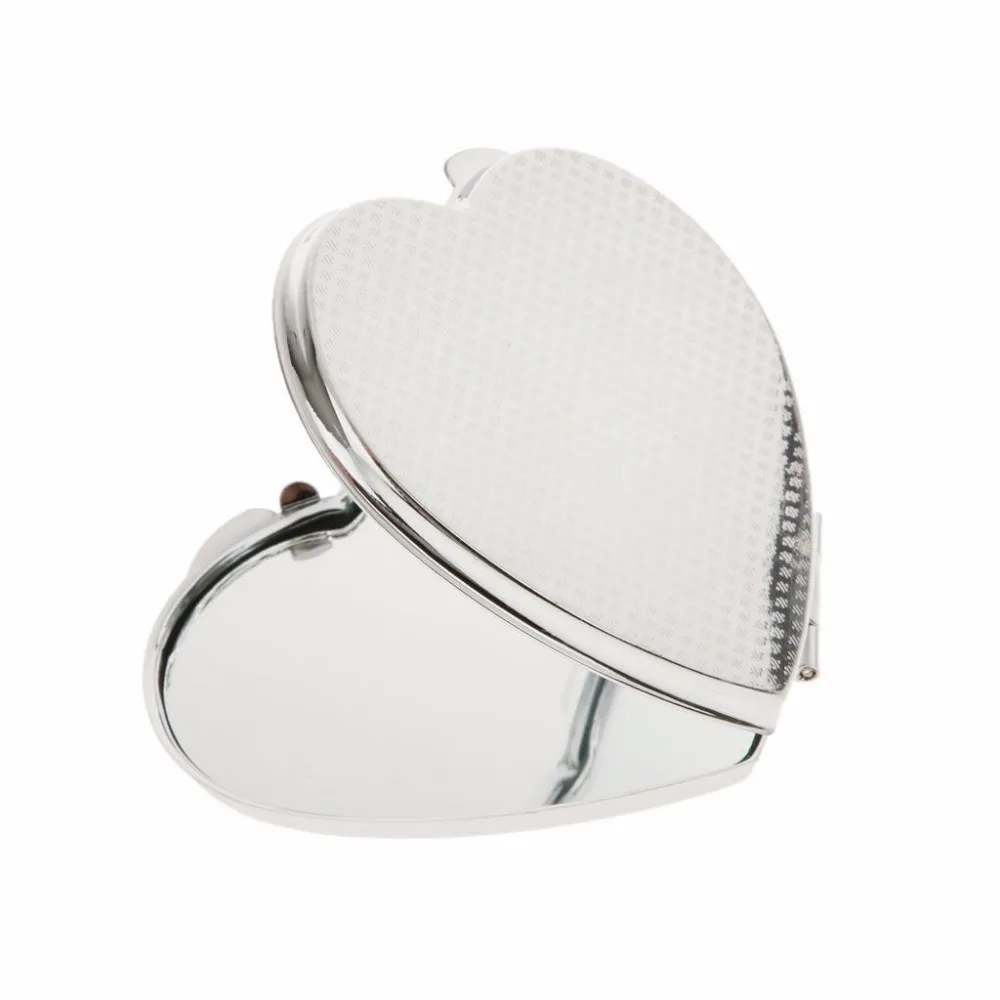 Сердце Путешествия складной карман Сумочка Компактный косметическое зеркало для макияжа серебро 50 шт./лот