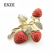 Новинка, клубника, стразы, капля, глазурь, эмаль, тонкая Высококачественная брошь, ювелирный набор, цветок, брошь на воротник