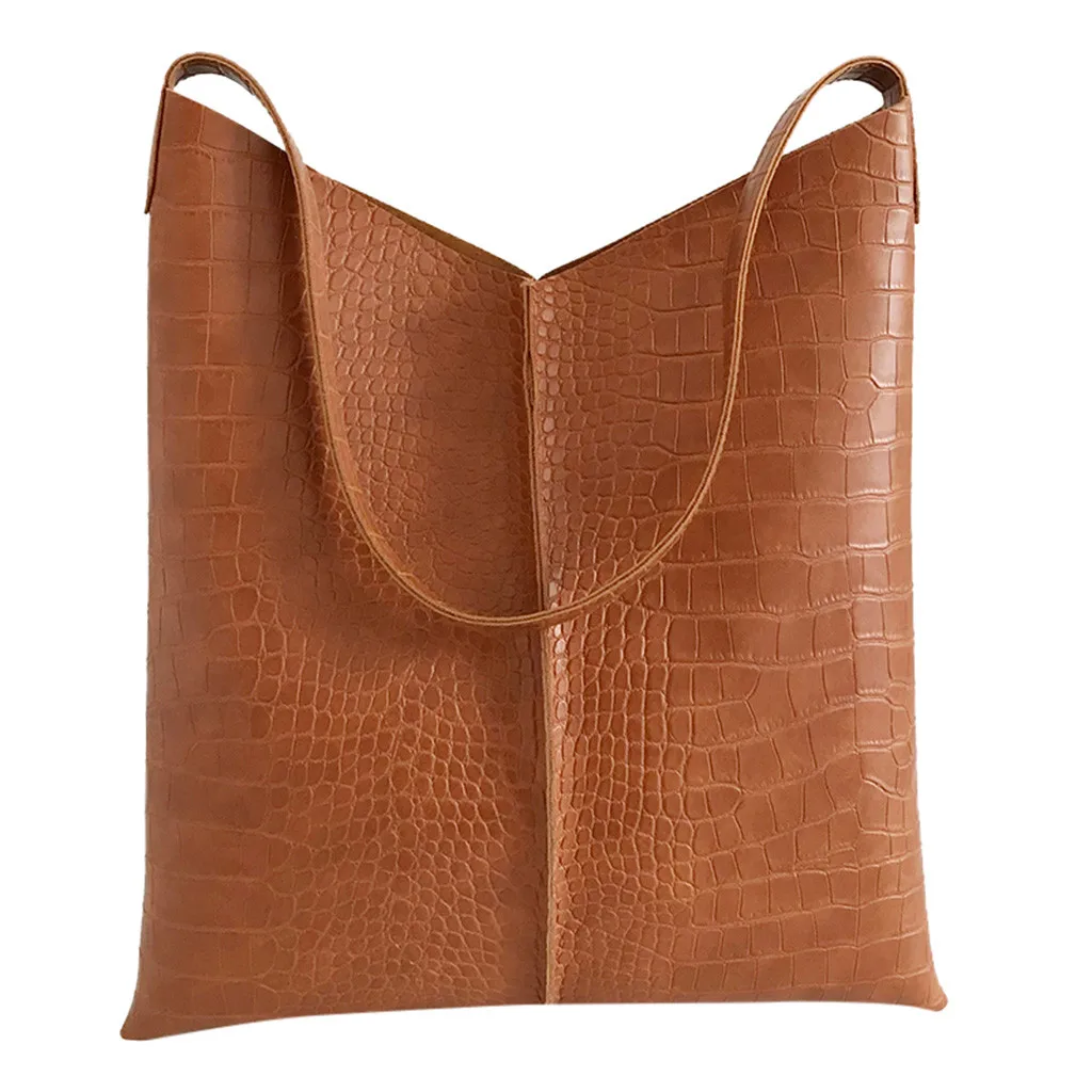

NIBESSER Fashion Leather Solid Crocodile Pattern Versatile Shoulder Wallet Embossing Women Bags Genuine Leather Black Travel