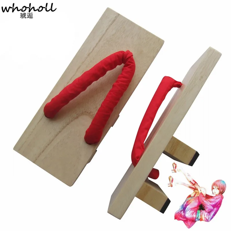 

WHOHOLL Origainl Geta Man Flip-flops Slippers Japanese Clogs Cosplay Costumes Samurai Shoes Two-teeth White Wooden Geta sandals