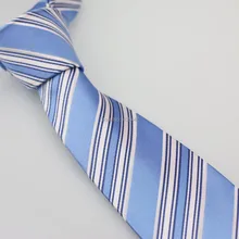 YIBEI Coachella галстук синий с белыми диагональными полосками галстук дизайнерские галстуки для мужчин жаккардовый шерстяной из микрофибры Gravatas Masculinas