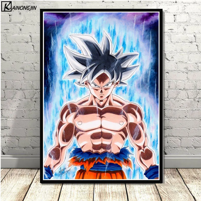 Dragon Ball Z плакат Wall Art супер Goku Ultra освоить Холст Плакаты с живописью и принты комнаты декорации Декор для дома - Цвет: 015