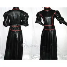 Сексуальное женское черное латексное длинное платье