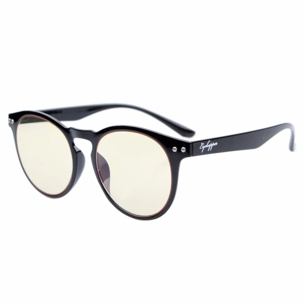 

CG079-6 Eyekepper Retro Vintage Flex Lightweight Plastic Round Frame Computer Glasses Readers Eyeglasses Yellow Tinted Lenses