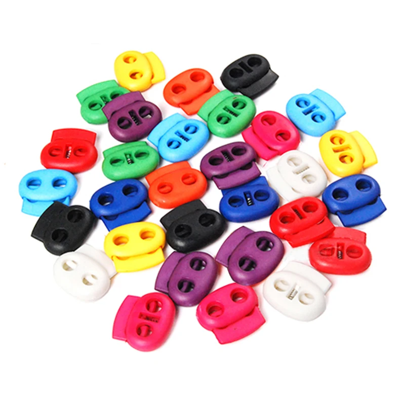 

10 Pcs Mixed Colorful 5mm Hole Plastic Stopper Cord Lock Bean Toggle Clip Apparel Shoelace Sportswear Accessories