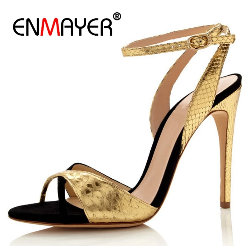 

ENMAYER Buckle Strap Casual Womens Shoes Sandalias De Mujer Verano 2019 High Heels Sandalia Feminina Size 34-43 ZYL2506