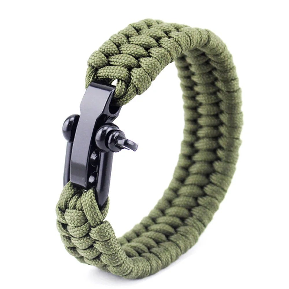 

Surival Paracord Bracelet Outdoor Camping Equipment Woven Parachute Braided Rope U Type Stainless Buckles Bracelet Survival EDC