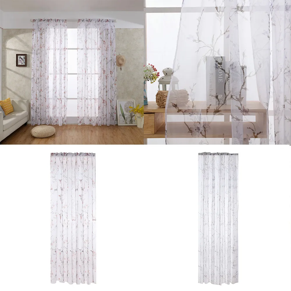 

Curtains For Bedroom Leaves Sheer Curtain Tulle Window Treatment Voile Drape Valance 1 Panel Fabric Roller Blind