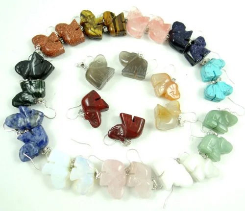 Серьги подвески из натурального кварца тигрового глаза опала слона|earrings for|earring