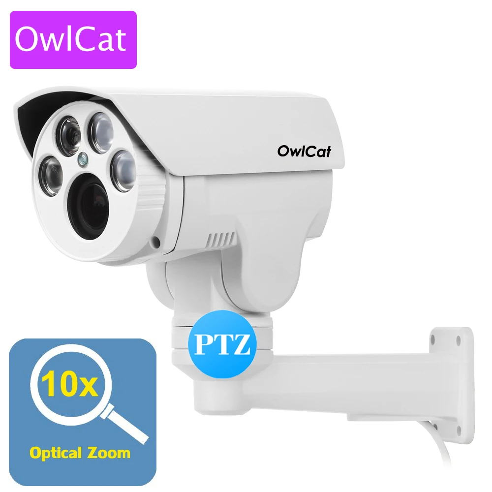 

Owlcat Full HD 1080P 5MP PTZ IP Camera Outdoor 4X 10X Optical Zoom Pan Tilt Rotating Onvif CCTV Security Surveillance IR Camera