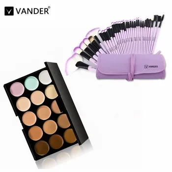 

Pro Fashion 15 Color Contour Face Cream Makeup Cosmetic Concealer Palette Kits & 32pc Makeup Brushes Set Foundation Maquiagem