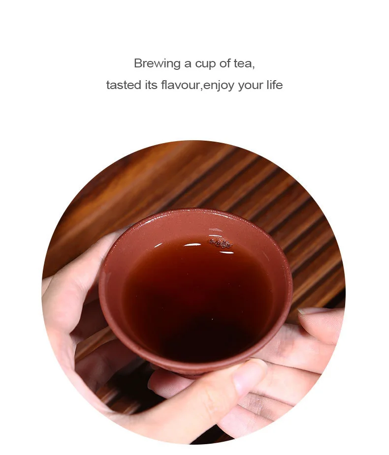 Розовый Исин 55 мл фиолетовая глина Писание чайные чашки ручной работы фиолетовый песок термостойкие чайные чашки Китайский кунг-фу Чайные Аксессуары