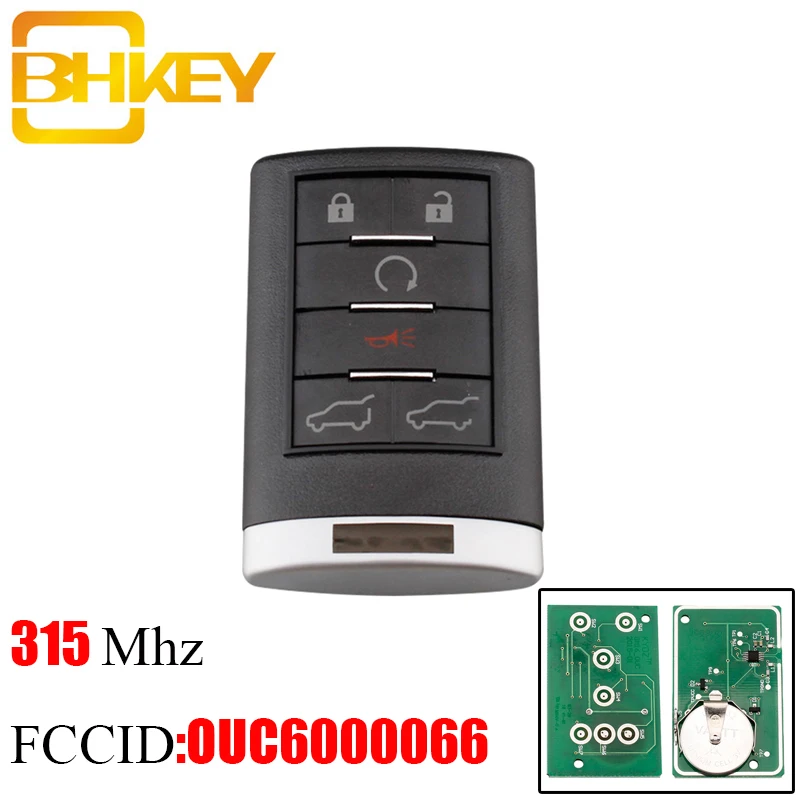 BHKEY 6 кнопок 315 МГц умный дистанционный ключ для OUC6000066 брелок без ключа для Cadillac Escalade ESV EXT 2007- автомобильный брелок