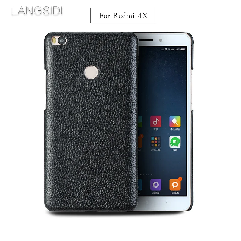 Luxury mobile phone shell For Redmi 4X mobile phone shell advanced custom in Litchi pattern Half pack Leather Case