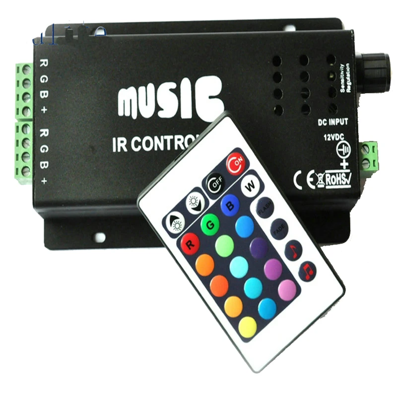 

NEW Music LED IR Remote Controller RGB Sound Sensitive Music Color Changer Indoor Accent Lighting LED Strip Light RGB Spotlight