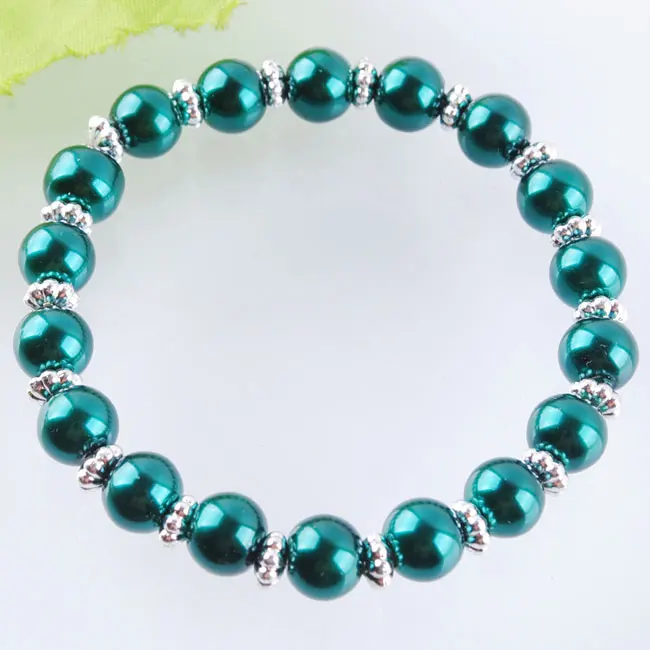 

Free shipping New Fashion Malachite Green Pearl Round 8mm Beads Stretch Bracelet 7 Inches Charm Jewelry 1pcs Gift TK1864