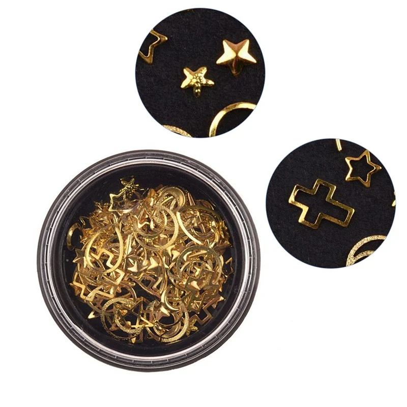 

1 Box DIY Moon Stars Nail Art Rivets Multi Decals