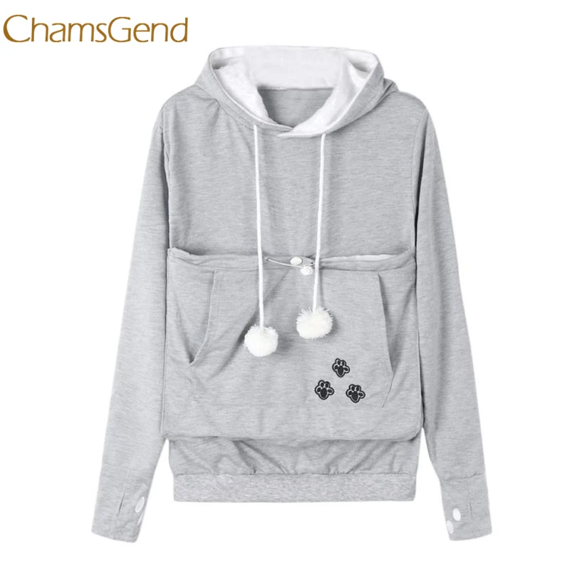 

CHAMSGEND Casual Women Sweatshirt Kangaroo Pet Dog Cat Holder Carrier Coat Pouch Large Pocket Women Hoodies Blouse l1207