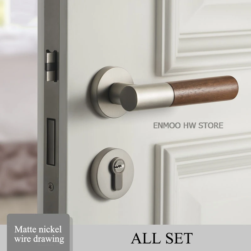1 комплект простой дверной замок американский стиль дверная ручка для спальни замок Межкомнатная дверная рукоятка из ореха с ключом замок - Цвет: CL-0641