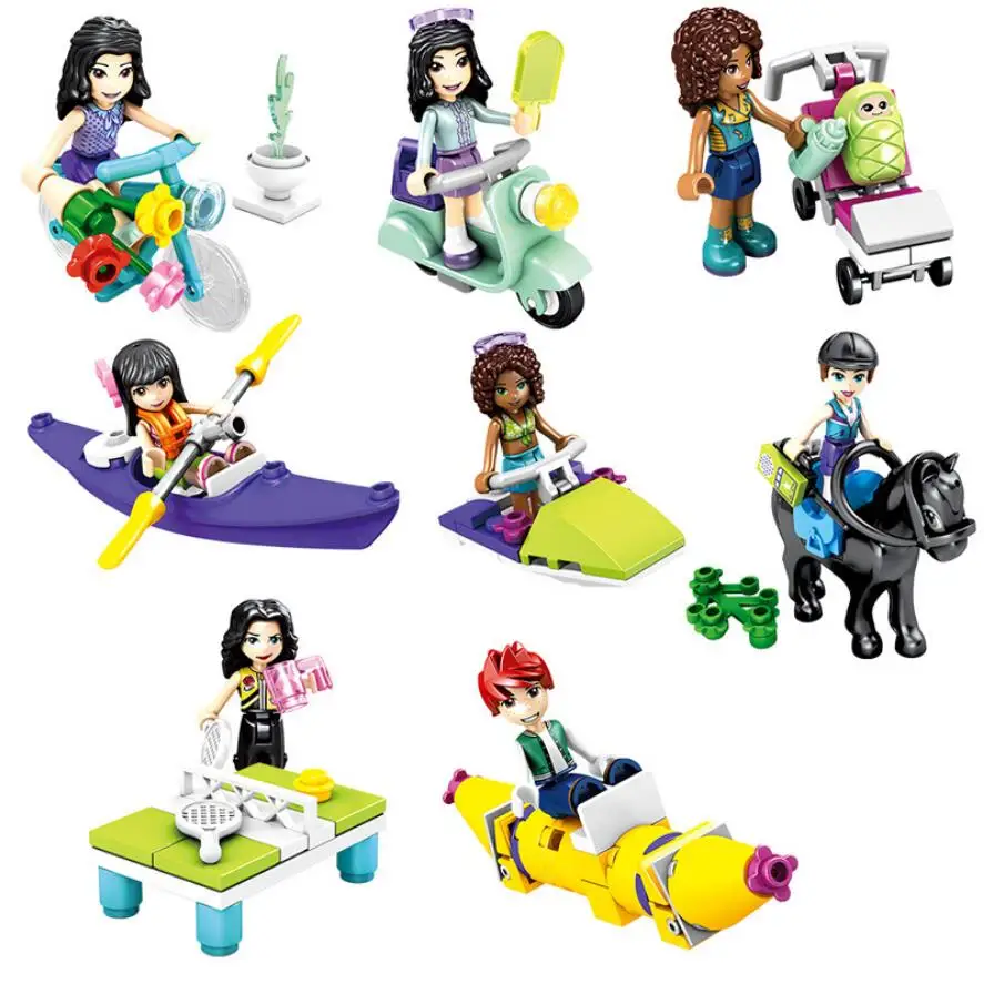 

Hot my good friends heartlake city building block mia Andrea Olivia figures horse vespa boat bike bricks toys for girls gifts