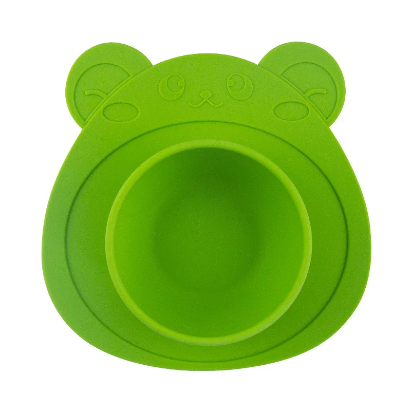 Qshare Силиконовые пластины твердые, посуда для кормления c изображением животных, из чаша подачи игрушка детские столовые приборы, Еда плита контейнера для детская салфетка под приборы на присоске - Цвет: Green