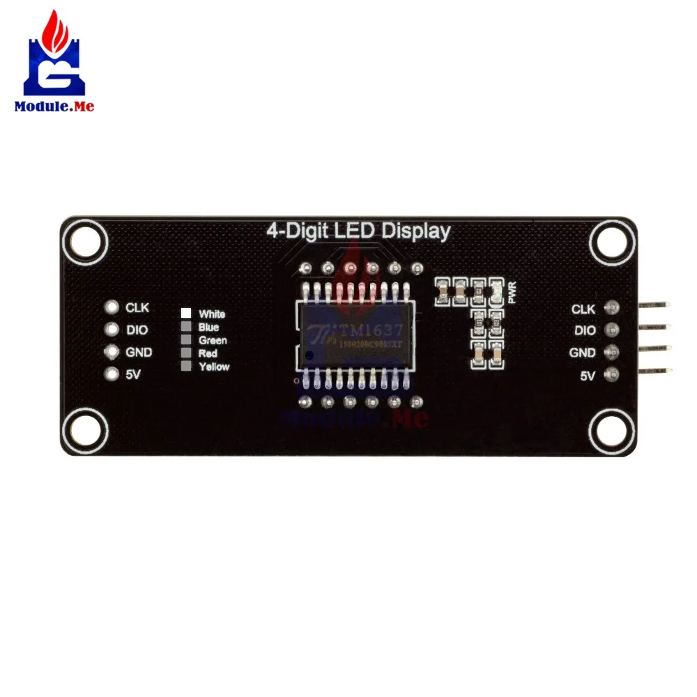 TM1637 4-разрядный цифровой светодиодный 0,56 Дисплей трубки, десятичная система 7 сегментов часы с двойным точки модуль 0,56 дюймов белый Дисплей для Arduino