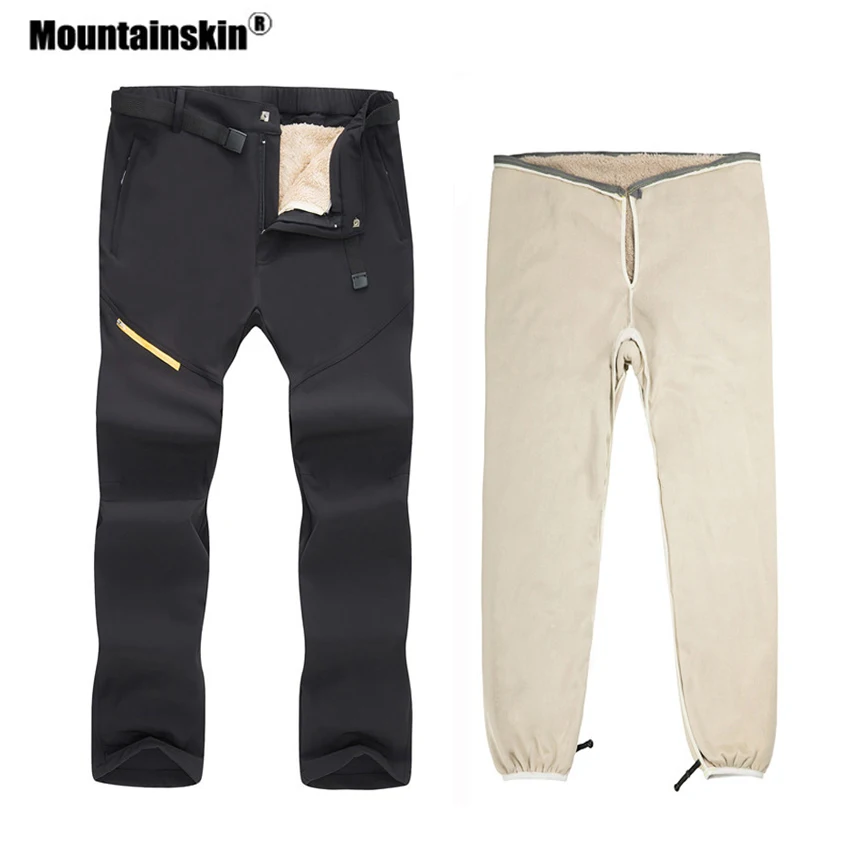 

Mountainskin Men Women Winter Fleece 2 Pieces Pants Outdoor Removable Windproof Trousers Hiking Trekking Climbing Skiing VA338