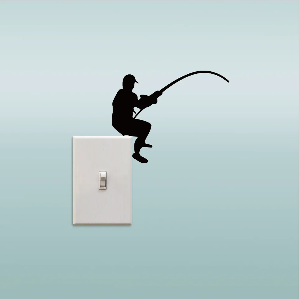 Fishing Man Silhouette Switch Sticker Personality Vinyl Art Wall Sticker Home Decor SW0150 Fishing Man Silhouette Switch Sticker Personality Vinyl Art Wall Sticker Home Decor SW0150
