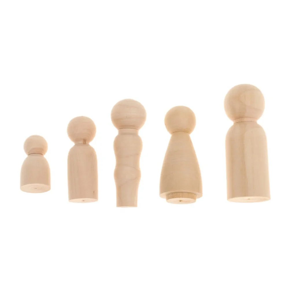 

5Pcs Wooden DIY Crafts Peg Dolls Family DIY Crafts Cake Topper Kid's Printed Decoration Creative DIY Wood s006