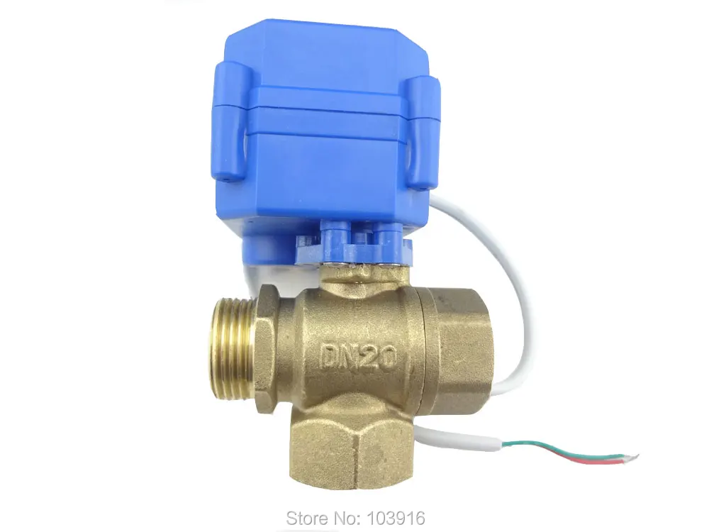 3 способа DN20(уменьшить порт) моторизованный шаровой клапан, электрический шаровой клапан(L порт), клапаном с электроприводом, моторизованный клапан, MS-3-20-12V-L-R01-1