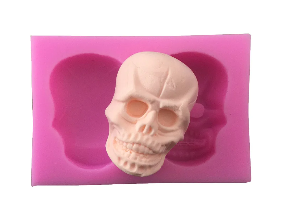 

1pc 10*7cm Skull Shape Soap Mold Silicone Chocolate Mold Halloween Party Supply Tray Homemade Making DIY spoof soap mould