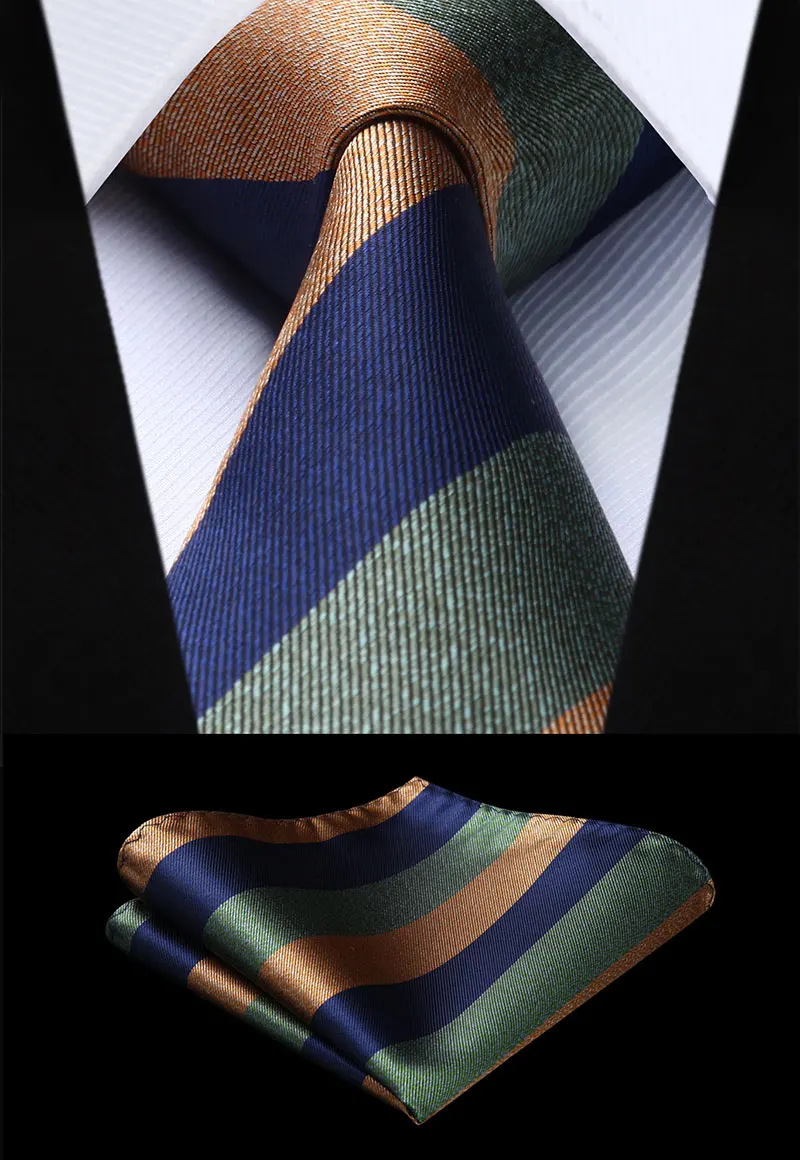 Вечерние Свадебный классический модный Карманный квадратный галстук тканый мужской галстук синий зеленый полосатый галстук платок Набор# TS907B8S