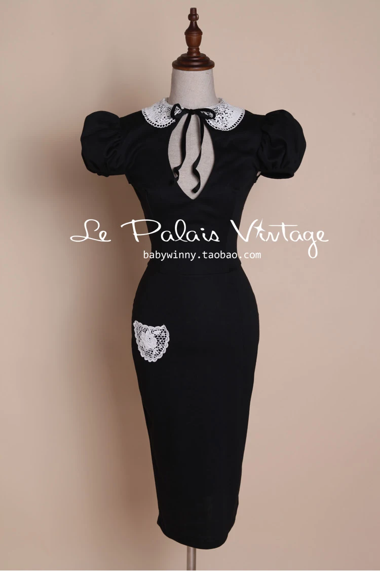 Le Palais в винтажном стиле Ограниченная серия сексуальное облегающее платье с глубоким вырезом и воротником в стиле Питера Пэна