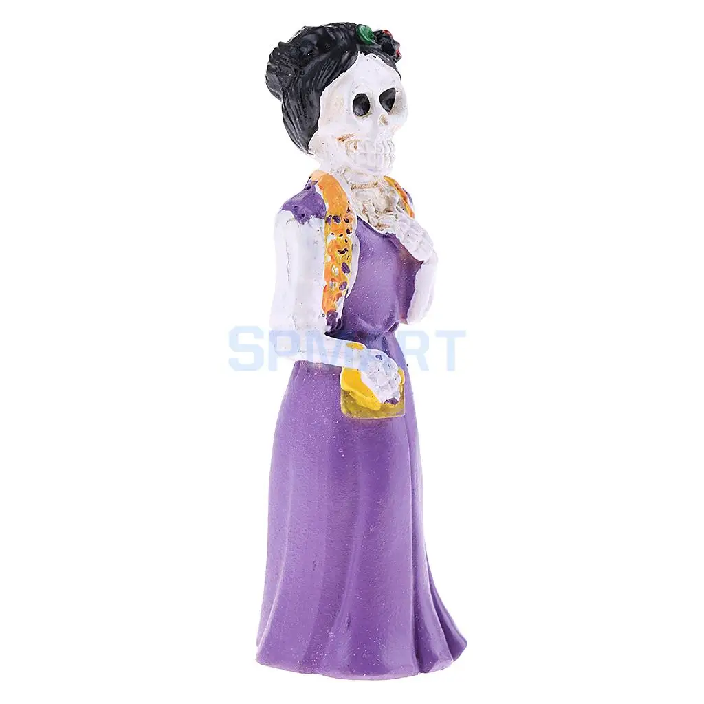 Purple Resin Woman Human Skull Model Miniature Statue for House Garden Yard Office Decoration Sand Table Game Parts