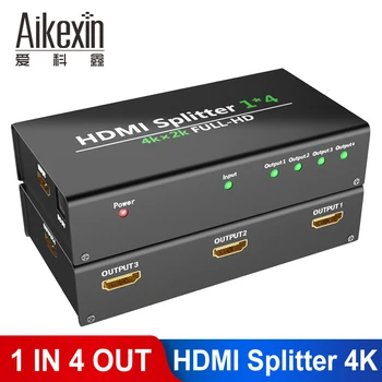

Aikexin Ultra HD 4K 4 Way HDMI Splitter 4K 1 IN 4 Output HDMI Switch Switcher 1x4 Video Splitter 3D for DVD HD TV PS3 Xbox
