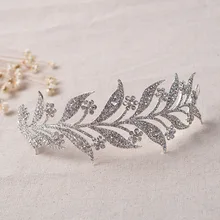 Кристалл лист сплав тонкая Тиара для невесты головной убор Корона Свадебные украшения для волос