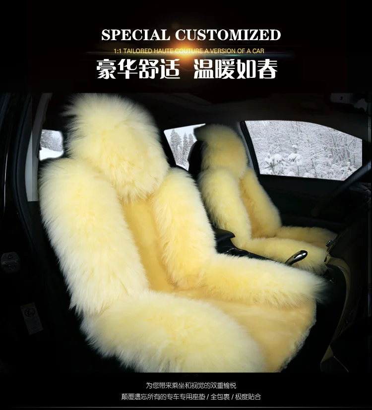 Car Seat Covers Winter Chair Warm Automobiles Seats Cover Faux Wool Auto Car-styling Goods For Lada Cars-Women Fur Accessories