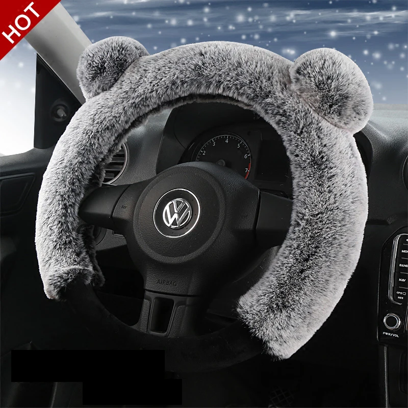 

2018 new New Winter universal short plush steering wheel cover Cute d-type steering wheel cover for Lady women girls