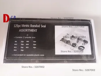 

bonded seal Metric 125 pcs 7 different popular sizes Bonded seal kit High quality Bonded Washer seals Self Centering rubber box
