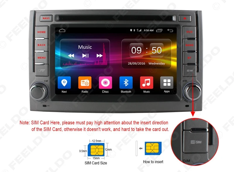 Top FEELDO 6.2" Android 6.0 (64bit) DDR3 2G/16G/4G LTE Quad Core Car DVD GPS Radio Head Unit For Hyundai H1/H-1/H3Grand Starex/i800 2