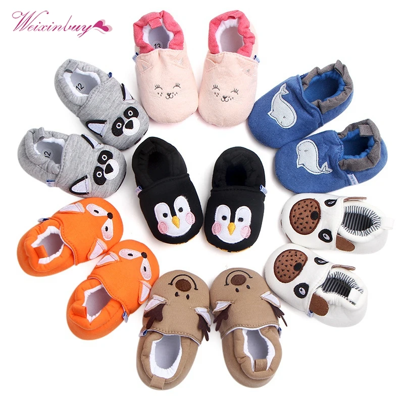 

Spring Fall Infant Toddler Newborn Girls Boys Cotton Soft Sole Cute Crib Shoes Slipper Skid-Proof Cartoon Baby Shoes